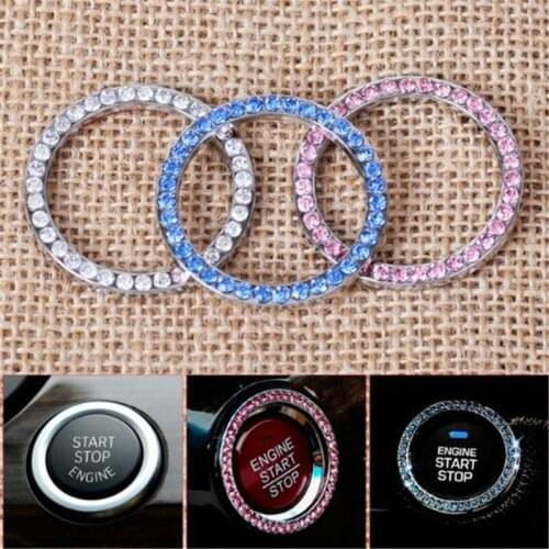 Great Crystal Diamond Engine Start Stop Ignition Button Key Ring Sticker For BMW NISSAN HONDA TOYOTA Opel Suzuki MAZDA Hyundai