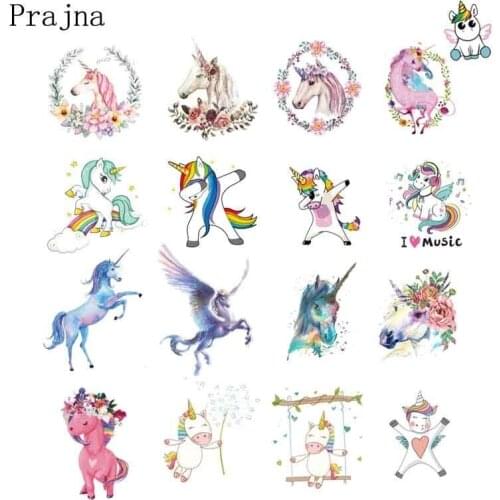 Prajna Unicorn Iron On Transfers For Kids Clothing DIY Heat Transfer Patches Thermal Applique Decor Cheap Acccessories E