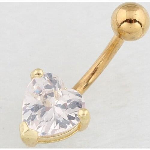 New Fashion Simple Sexy Zircon Heart Belly Rings for Women Body Piecing Jewelry