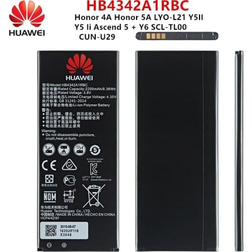 Hua Wei 100% Orginal HB4342A1RBC 2200mAh Battery For Huawei Honor 4A Honor 5A LYO-L21 Y5II Y5 Ii Ascend 5 + Y6 SCL-TL00 CUN-U29