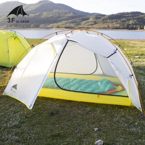 3F UL GEAR Taiji 2 Green and white 3-4 Season Camping Tent 15D Nylon Fabic Double Layer Waterproof Tent for 2 Persons