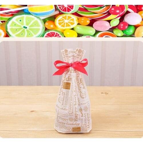 Plastic drawstring Bags For DIY Biscuits Snack candy cookies Baking Package Decor Kids Gift Supplies happy birthday Wh