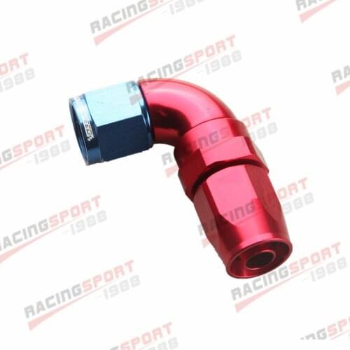 Full Flow Swivel Hose End Fitting 90 Degree 8 AN AN8 8AN Red/Blue