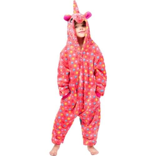 Unicorn Christmas Pajamas Flannel Pajamas Girls boys Winter Nightie Stitch Animal pajamas party Halloween cosplay costumes Kids