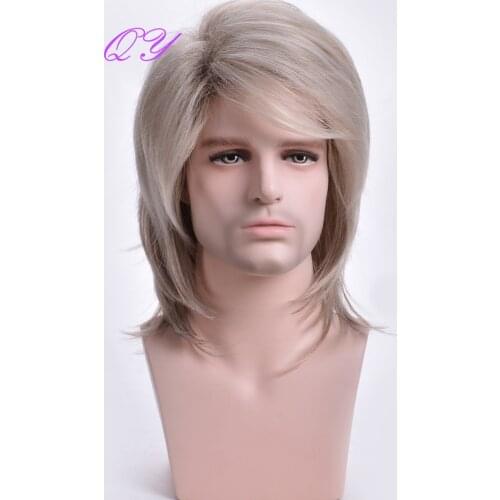 Synthetic Long Men Wigs Honey Blonde Straight Wig for Man High Quality Mens Fashion Style Realistic Natural Male Wigs 2021