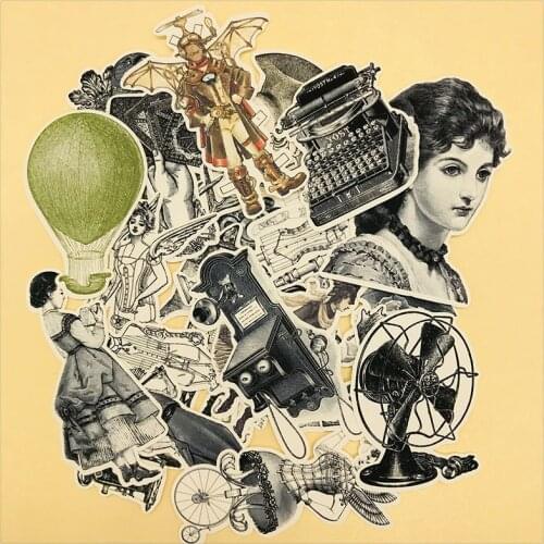 Vintage beautiful girl black and white items stickers DIY scrapbooking journal album happy planner crafts decorative stickers