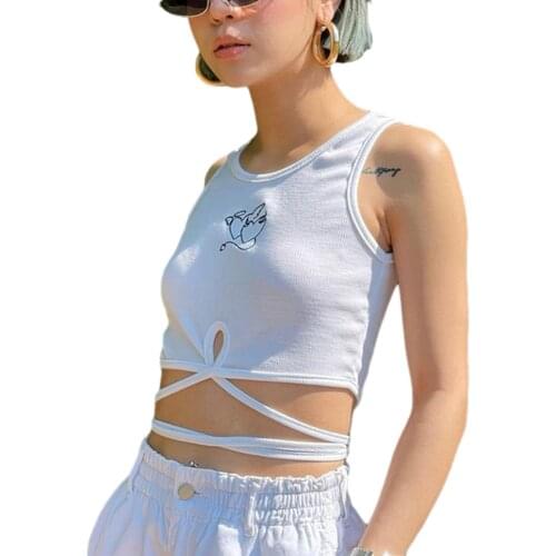 Womens Tops, Lace Up Waist Round Neck Sleeveless Shirt Heart Printed Vest for Female