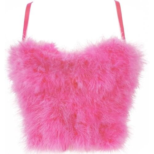 New Women Corset Top 2021 Summer Clothes Feathers Sleeveless Party Club Women Crop Tops Vest Bustier Push Up Vest Caims