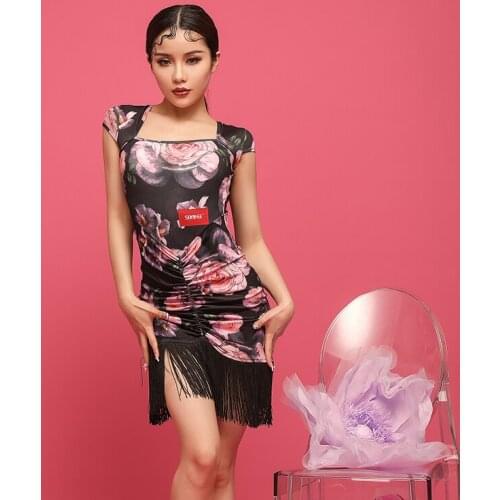 Latin Dance Dress Summer Women Sexy Dresses Fringe Dress Suits Dance Dress Black Dress latin Dance Dress For Girls Ballroom 9741