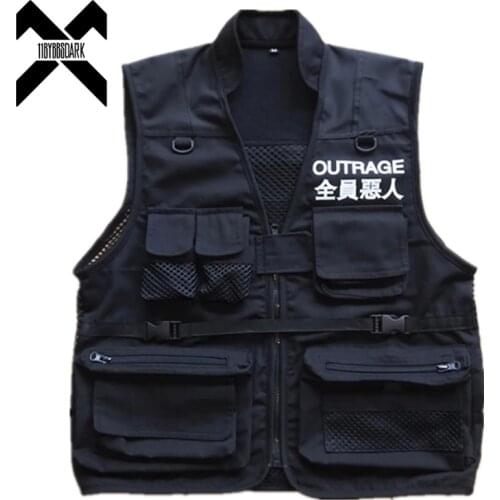 11 BYBBS DARK Cargo Vest Men 2019 Autumn Summer Men Coat Sleeveless Jacket Casual Men Vest Coat DG153