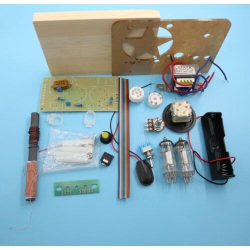 1PCS/LOT Regenerative tube radio kit DC two lights two battery-powered AM radio kit Medium wave with PCB board Free shipping