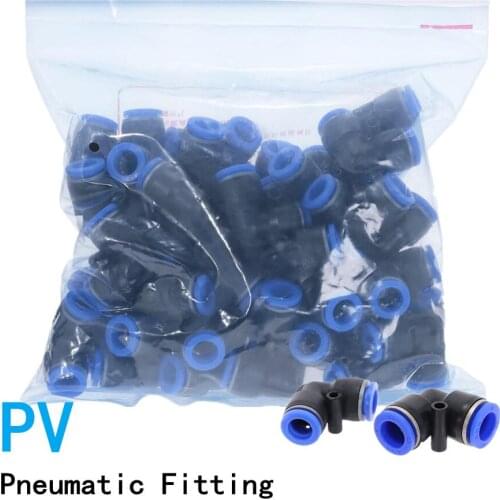 100PCS PV 2way Pipe Connector Pneumatic Fitting Plastic 4mm 6mm 8mm Staght Push In Quick Slip Lock Fittings