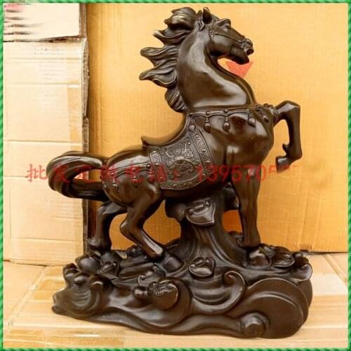 39CM Large - 2021 HOME company Shop Business art thriving business Success Good luck horse Mascot brass Decorative sculpture