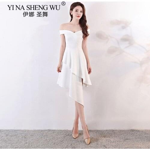 Boat Neck Short Dress Asymmetrical Sexy Short Sleeve Formal Prom Banquet Party Dress Back Zipper Birthday Party Irregular Dress