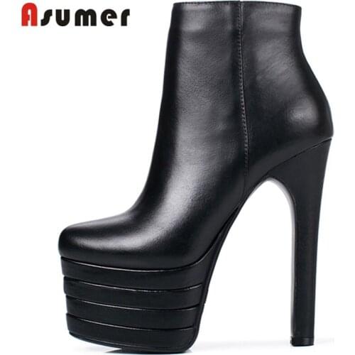 ASUMER 2022 New Arrival Zipper Fashion Women Winter Boots Hot Sale Simple Ankel Boots Comfortable Platform Unique Modern Shoes