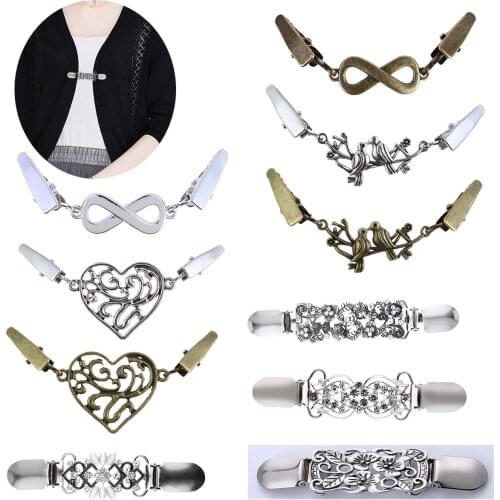 Flower Shirt Collar Clip Cardigan Holder Sweater Shawl Clip With Duck Mouth Clothing Pins Sewing Clips For Suspenders