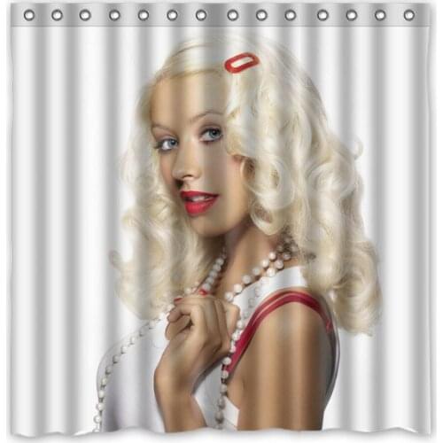 Christina Aguilera Pattern Bathroom Decorative Curtain Waterproof Polyester Eco-Friendly DIY Shower Curtains 180*180cm