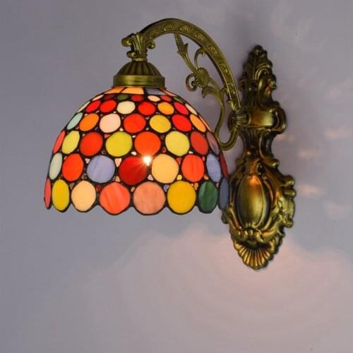 European-Style Colored Glass Retro Mirror Front Lamp Bohemian Bedside Wall Lamp Aisle Taiyanghua Single-Head Color