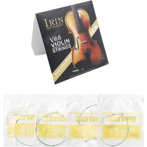 IRIN 4pcs Violin Strings E-A-D-G Fiddle Strings Steel Core Nickel-silver Wound for 4/4 3/4 1/2 1/4 Violin Universal