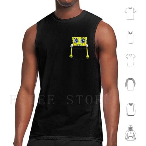 Pocket Sponge Tank Tops Vest Cotton Square Pants Bikini Bottom Cartoon Bright Yellow Cute Quirky