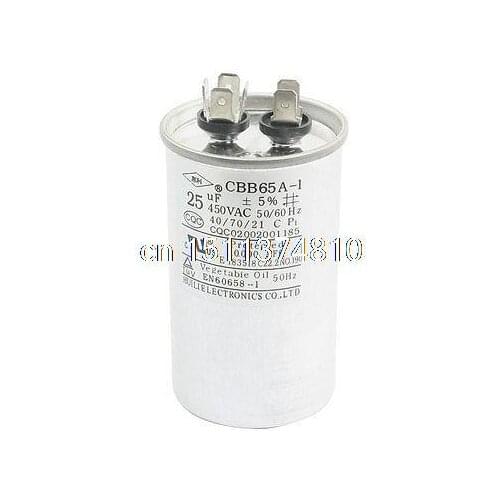 CBB65A-1 AC 450V 25uF 6 Pin Air Conditioner Motor Capacitor Cylinder Shape