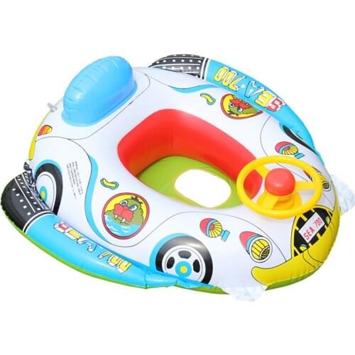 Summer Baby Inflatable Pool Ring lap Swim Seat Float Boat Baby Swim Pool Toys Car Shape Aid Trainer with Wheel Horn