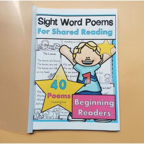 42 Pages Montessori Learning English Educational Toy English Books for Children Sight Word Poems English Homework Game Books