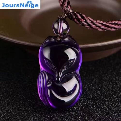 JoursNeige Purple Ice Crystal Small Fox Pendant Necklace Wild Section for Women Girl Fashion Jewelry Accessories