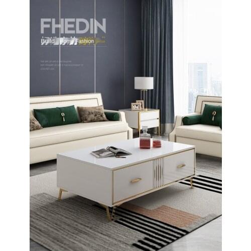 White light luxury tea table TV cabinet combination North minimalist European style small family living room table