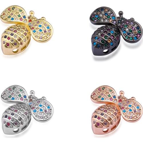 20*18mm Luxury bee insect pendant necklace connector jewelry accessorie diy miniature precision inlay cubic zircon bracelet gift