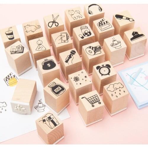 Vintage daily life food animals decoration stamp wooden rubber stamps for scrapbooking stationery DIY craft standard stamp