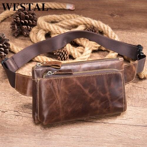 WESTAL Mens Waist Belt Bag for Phone Vintage Shoulder Crossbody Bags Men Waist Pack Leather Fanny Pack Sling Waist Bag Belt 890