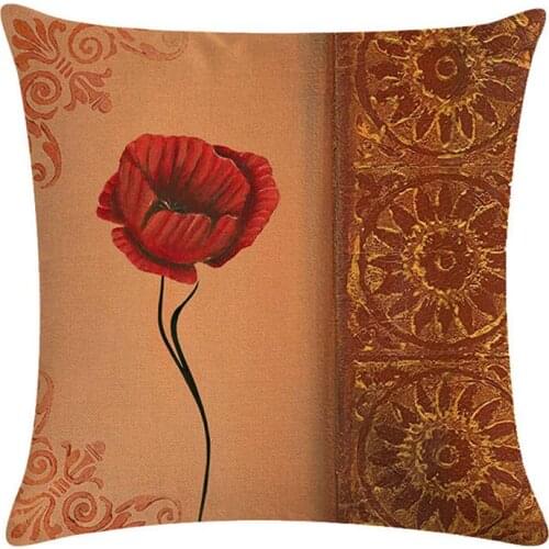Vintage Red Rose Cushion Cover Lily Pillow Cover For Home Chair Decorative Pillows Flowers Cushion Cover 45*45cm