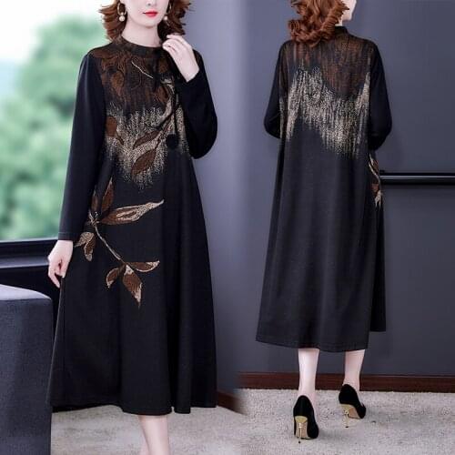 Black Knitted Jacquard Midi Dress Women Korean Vintage Loose 6XL Plus Size Maxi Dress 2021 Autumn Winter Elegant Casual Vestido
