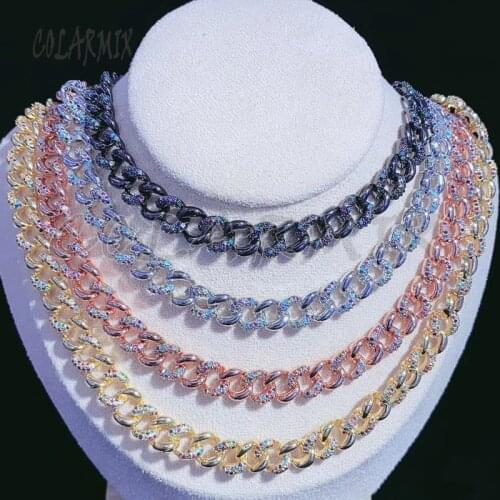 1 meter Big flat chain paved zircon stone chain necklace High quality luxury necklace accessories for jewelry making 50753