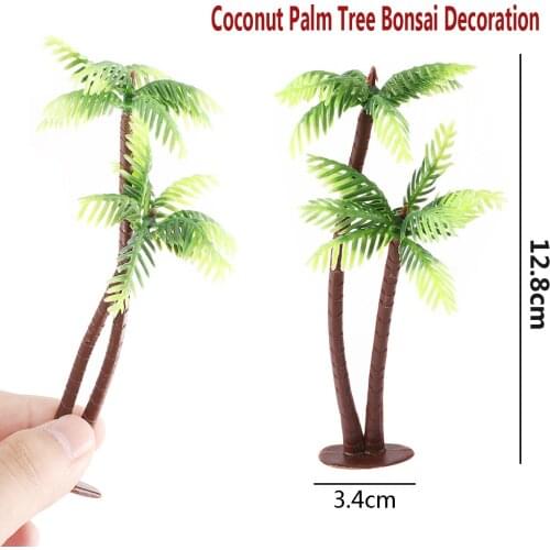 10Pcs Artificial Plants Bonsai Decoration Mini Imitation Coconut Tree Palm Tree Miniature Leaf Pots Craft Micro Landscape