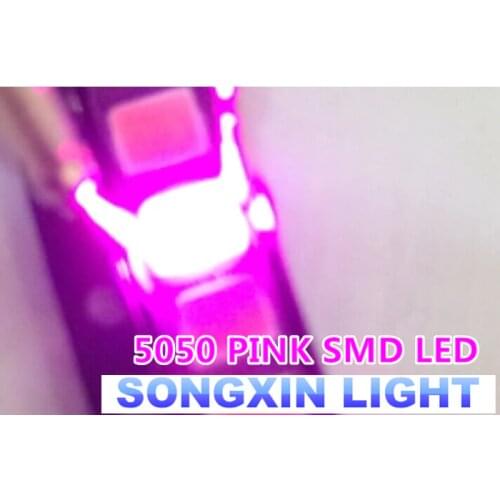 1000pcs/lot SMD 5050 pink smd LED Diode 5050 smd smt pink led PLCC-6 3-CHIPS 5.0*5.0MM 60Ma-0.2W Super Bright best Quality New