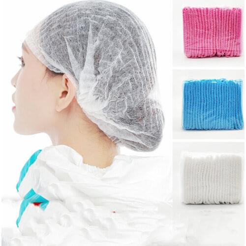 15Pcs Non-woven Disposable Shower Caps Pleated Anti Dust Hat Women Men Bath Caps for Spa Hair Salon Beauty Accessories