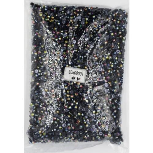 2mm,4mm,5mm,6mm,8mm,10mm,12mm Jelly Black AB Flat back ABS round Half Pearl beads, imitation plastic half pearl beads