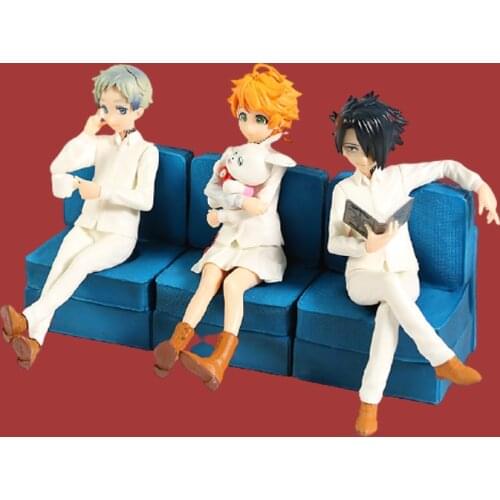 3pcs 1pcs Anime The Promised Neverland Figures Toy Emma Norman Ray Sofa Ver. Pvc Action Figure Model Toys 13cm