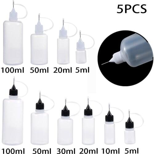 5Pcs 5/10/20/30/50/100ML Glue Applicator Needle Squeeze Bottle DIY Scrapbook Crafts Tool Plastic Glues Bottle for Paper Quilling