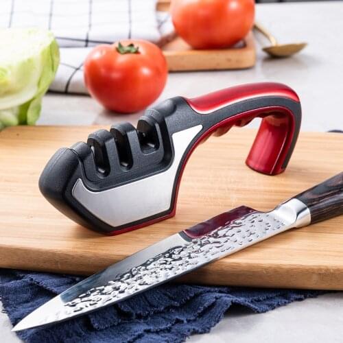 3-in-1 Kitchen Knife Accessories 3-level Knife Blade High-end Handheld Non-slip Sharpener Helps Repair And Polish The Blade