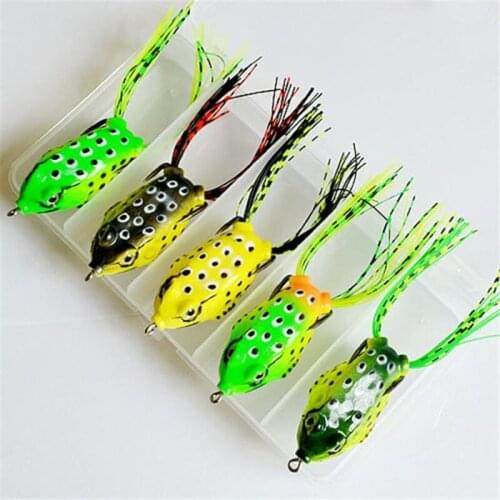 Hot Sale Fishing Accessories 5Pcs Hollow Body Top water Frogs Fishing Lures Baits With Baits Set Pesca Accesorios Leurre peche 6