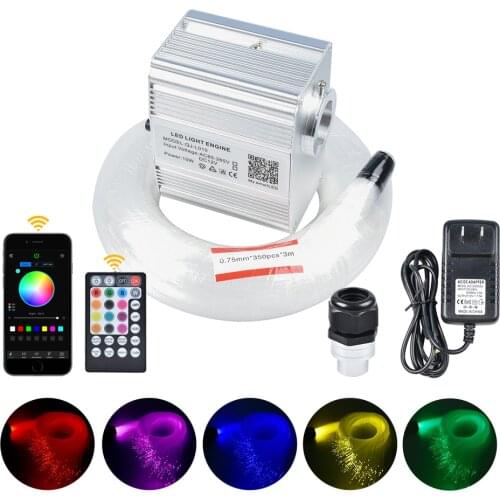 Bluetooth 10W RGBW Twinkle Fiber Optic ceiling lights kit EU Plug-0.75mm*350pcs*3m