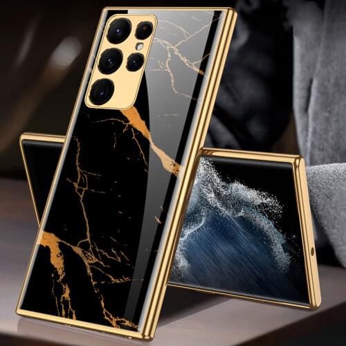 Tempered Glass Case For Samsung Galaxy S21 Plus Case Luxury Plating Soft TPU Bumper Cover For Samsung Galaxy S21 Ultra 5G