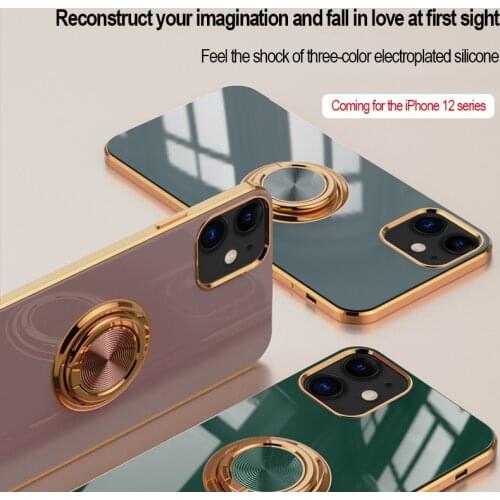 6D electroplated magnetic car holder ring soft Phone Case For iPhone 12 Pro Mini 11 Pro Max SE 2020 X XR XS Max 7 8 Plus Cover