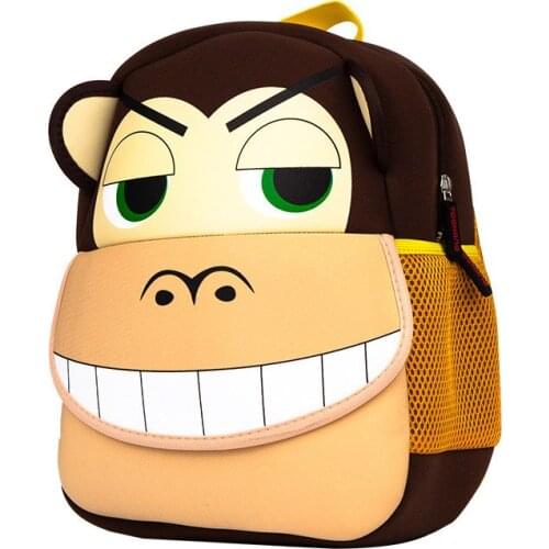 Children Neoprene School Bag Fashion 3D Animal Design Dog Gorilla Dinosaur for Boys Kindergarten Schoolbag Cartoon Kids Backpack