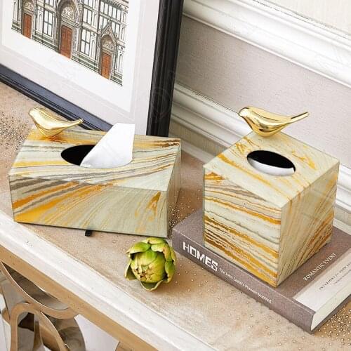European Glass Tissue Boxes Paint Decor Restaurant Paper Drawer Bathroom Tissues Box Living Room Decoration Napkin Organizer