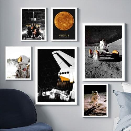 Spaceship Astronaut Spacesuit Robot Venus Wall Art Canvas Painting Nordic Posters And Prints Wall Pictures For Living Room Decor