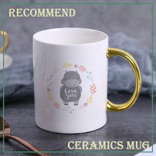 Creative baby hippo mug,elegant minimalist ceramic mugs,couple coffee cup Coffee Milk Cups Hand Cup Drinkware gift KTDW-036